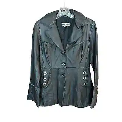 Buy Gypsies & Lords Women's Leather Jacket Black Buttons Pockets Grommets Size S • 27.22£