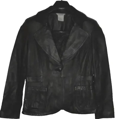 Buy Cambridge Dry Goods Jacket Coat Women's Medium Black Genuine Leather Cropped • 37.79£