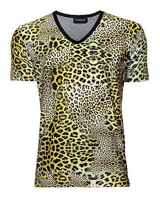 Buy Men's Classic Wild Leopard Skin Print Alternative V-Neck T-Shirt Top Fashion • 21.99£