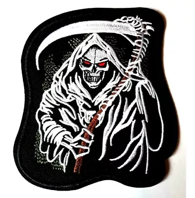Buy Grim Reaper Patch Skeleton Embroidered Iron Sew On Badge Death Biker Halloween • 2.49£