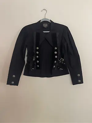 Buy FUNHOUSE 90s Y2k Goth Black Parade Marching Band Buckle Jacket M • 42.76£