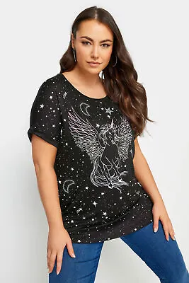 Buy YOURS Curve Plus Size Celestial Unicorn T-Shirt • 24.99£