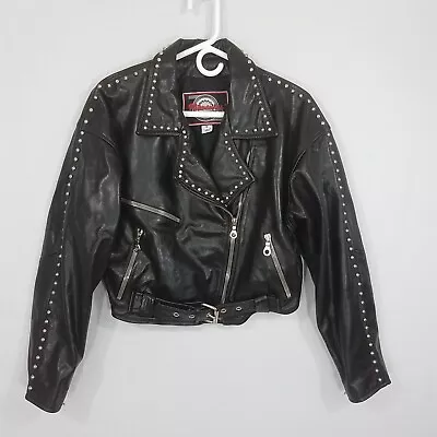 Buy Milwaukee Motorcycle Clothing Co Women Studded Leather Jacket M Biker Black Moto • 131.35£