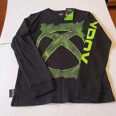 Buy Marks & Spencer Xbox T-Shirt Top Black Green Long Sleeve Kids Age 10-11 New Tags • 10.99£