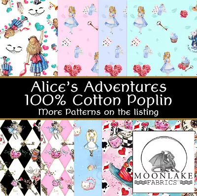 Buy Alice In Wonderland 100% Cotton Poplin Exclusive Fabrics • 19.45£