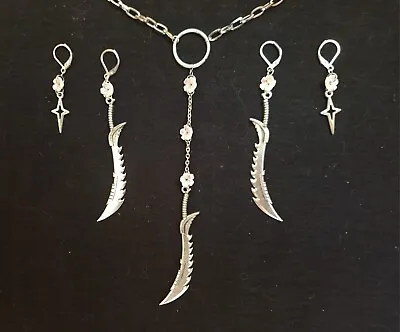 Buy Pink Blossom And Silver Video Game Sword Weaponry Jewellery Set Handmade Gamer • 20£
