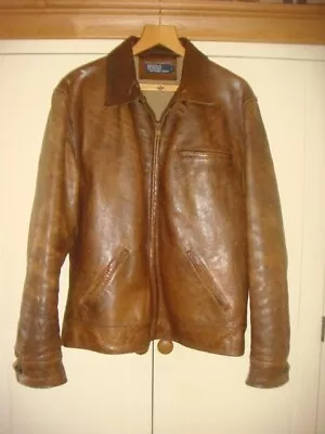 Buy Polo Ralphe Lauren Leather Jacket Size Large Light Brown • 120£