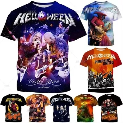 Buy Heavy Metal Rock Band Helloween 3D Print Women Men Short Sleeve T-shirt Tops • 9.59£