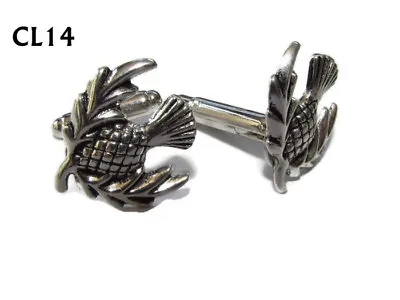 Buy Steampunk Jewellery Cufflinks Silver Thistle Scotland Scottish #CL14 • 7.50£