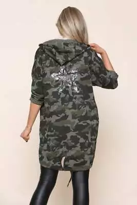 Buy Ladies Sequin Star Back Over-sized Hoodie Women Jacket Coat Cardigan • 21.99£