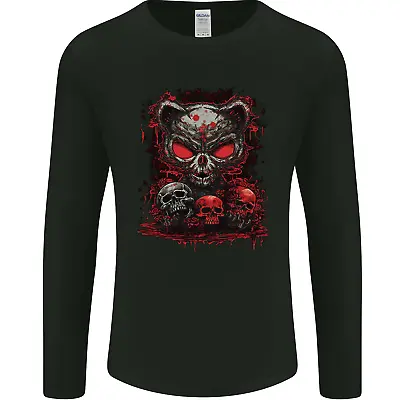 Buy An Evil Cat With Skull Satanic Kitty Mens Long Sleeve T-Shirt • 11.99£