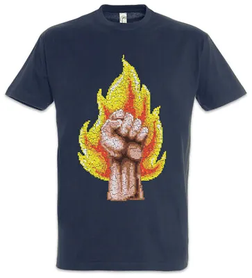 Buy Pixel Fire Fist T-Shirt Raised Gamer Gaming Retro Arcade Geek Nerd Revolution • 21.54£