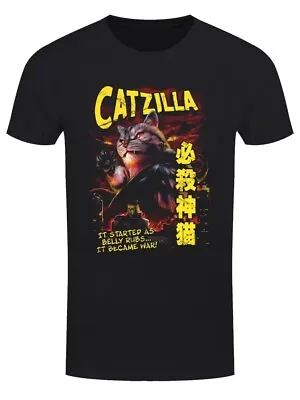 Buy Catzilla (Godzilla) Black Heavyweight Unisex Crewneck Horror Film Cat T-shirt • 17.99£