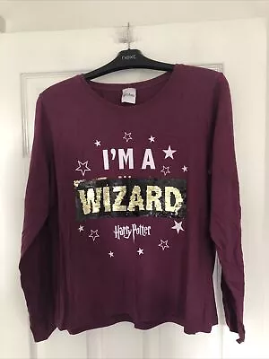 Buy Harry Potter Womens Burgundy Long Sleeve T-shirt With Sequin Panel Medium • 3.99£