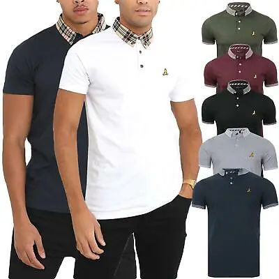 Buy Brave Soul Mens Polo Shirt Short Sleeve Check Collar Button Down Casual Tee Top • 6.99£