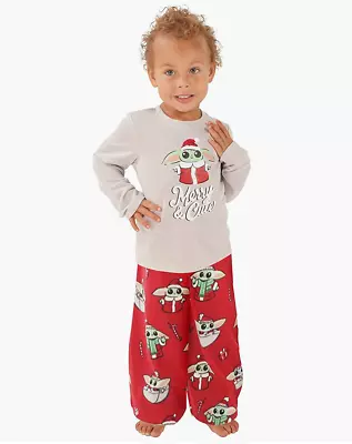 Buy MUNKI MUNKI Toddler Kid's 2-Piece Grogu Holiday Pajama Set Sz 2T PJs Star Wars • 13.81£