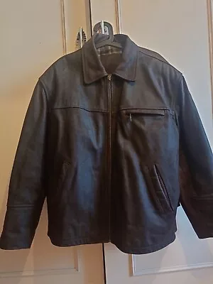 Buy Genuine Mens Xlarge Dark Brown Leather Jacket • 25£