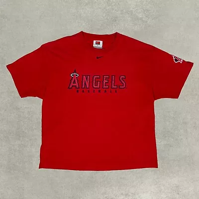 Buy Nike Los Angeles Angels Baseball Graphic USA T-Shirt Cropped Red Medium • 15£
