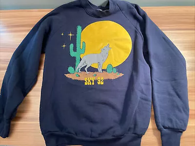 Buy Vintage 1992 Girl Scouts Blue Sweatshirt Adult Medium Sky 92 Coyote Full Moon • 23.62£