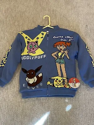 Buy Original 1999 Nintendo Pokemon Pikachu Zip-Up Sweater Jacket Kids 10/12 - NWT! • 40.25£