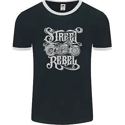 Buy Street Rebel Motorcycles Motorbike Biker Mens Ringer T-Shirt FotL • 8.99£