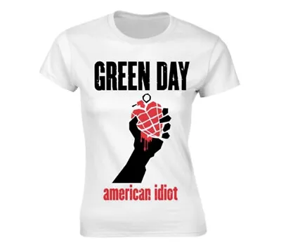 Buy Green Day American Idiot Heart White Womens Fitted T-Shirt - OFFICIAL • 11.29£