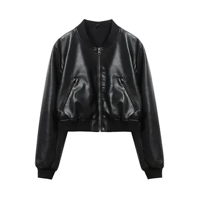 Buy Women'S 2023 New Vintage Imitation Leather Bomber Jacket Coat Top Women'S Style • 43.60£
