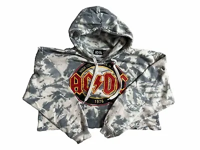 Buy AC/DC Hoodie Sweatshirt Cropped Tie-Dye Size Large￼ • 13.28£