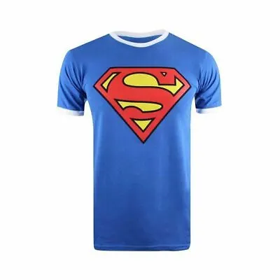 Buy Official DC Comics Mens Superman Logo Ringer T-shirt Blue Sizes S - XXL • 13.99£