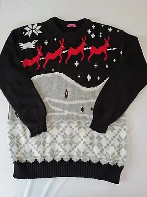 Buy Unisex Christmas Jumper Style Plus Size M Black With Pattern 1636 • 8.99£