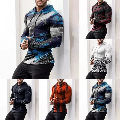 Buy New Stylish Hoodies Streetwear Long Sleeve Mens Muscle Running Slim Fit • 14.86£