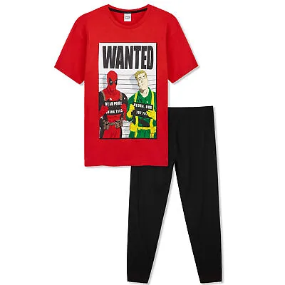 Buy Marvel Deadpool Mens Pyjamas Set, Cotton Men PJs With Short Sleeve • 10.49£