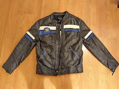 Buy Vintage Retro Quicksilver Shark Cafe Racer Leather Jacket US L • 100£