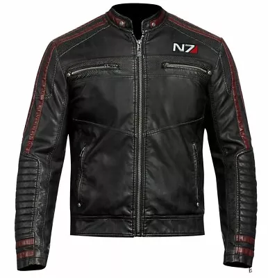 Buy Mass Effect 3 - N7 Commander Shepard Stylish Motorcycle Biker  Leather Jacket • 83.44£