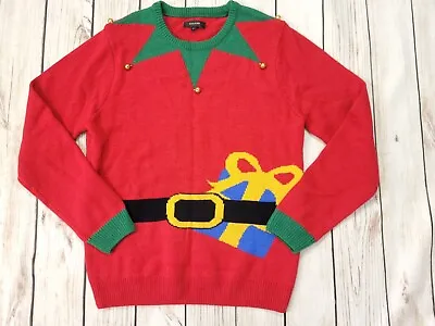 Buy Mens Christmas Jumper Size Medium Santas Elf With Jingle Bells River Island • 14.99£