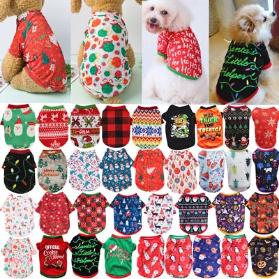 Buy Christmas Dress T-Shirt Puppy Cat Apparel Vest Xmas Red Small Pet Dog Clothes • 5.16£