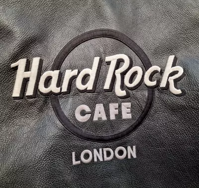 Buy Large Vintage Hard Rock Cafe London Heavy Weight Black Leather Jacket • 75£