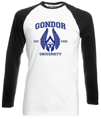 Buy Gondor University Mens Long Sleeve Baseball Shirt Hobbit Frodo • 15.99£