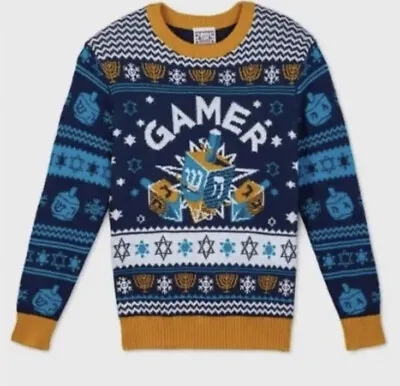 Buy Hanukkah Unisex Boys Gamer Sweater By Well Worn Holiday Sweater NEW Size M • 12£