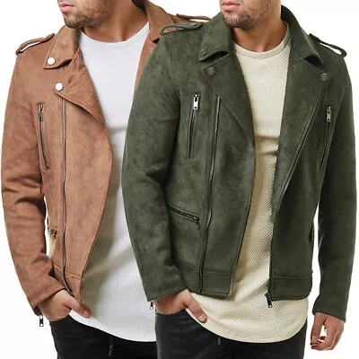 Buy Mens Lapel Suede Leather Jacket Short Smart Casual Fashionable Elegant Coat Tops • 32.97£