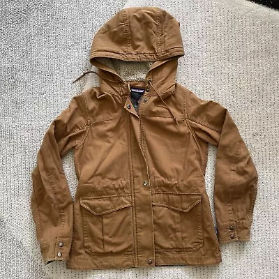Buy Patagonia Small Brown Prairie Dawn Jacket Sherpa Hood Flannel Lined • 71.03£