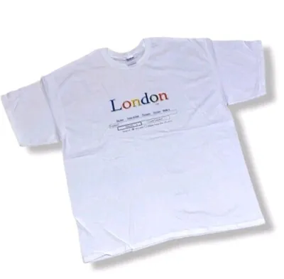 Buy London England T-shirt Souvenir  Printed White Multicolored Size XL Soft Elastic • 1.50£