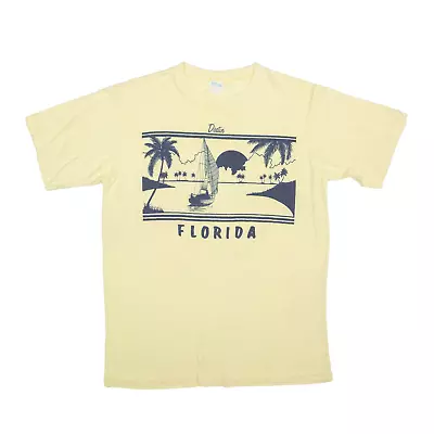 Buy GULL KISS Florida USA T-Shirt Yellow Short Sleeve Mens L • 5.99£