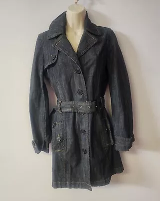 Buy Women's GUESS Jeans Denim Button Down Belted Small Jacket Coat • 47.33£