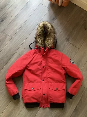 Buy Jack & Jone Men’s Red Hooded JJSKY Bomber Jacket • 25£