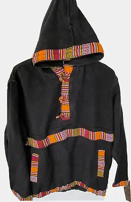 Buy Men Nepal Overhead Jacket Smock Black Cotton Hoody Alt Psy Hippie Festival NEPAL • 28.50£