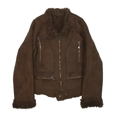 Buy MARVIN Sherpa Lined Jacket Brown Womens M • 22.99£