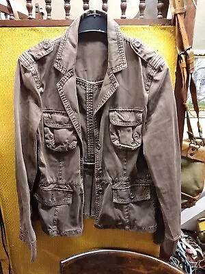 Buy Ladies/womans Khaki  Military Style Cotton Denim Jacket Size 14 • 12£