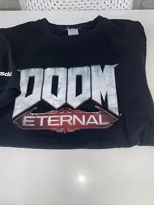 Buy Doom Eternal Teeshirt  Bethesda Razehell Promo Tee Large Horror Gaming Gildan • 11.49£