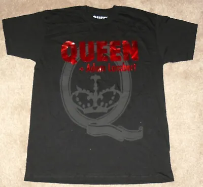 Buy Queen + Adam Lambert Black With Shiny Red Lettering T-Shirt Size M Medium • 2.99£